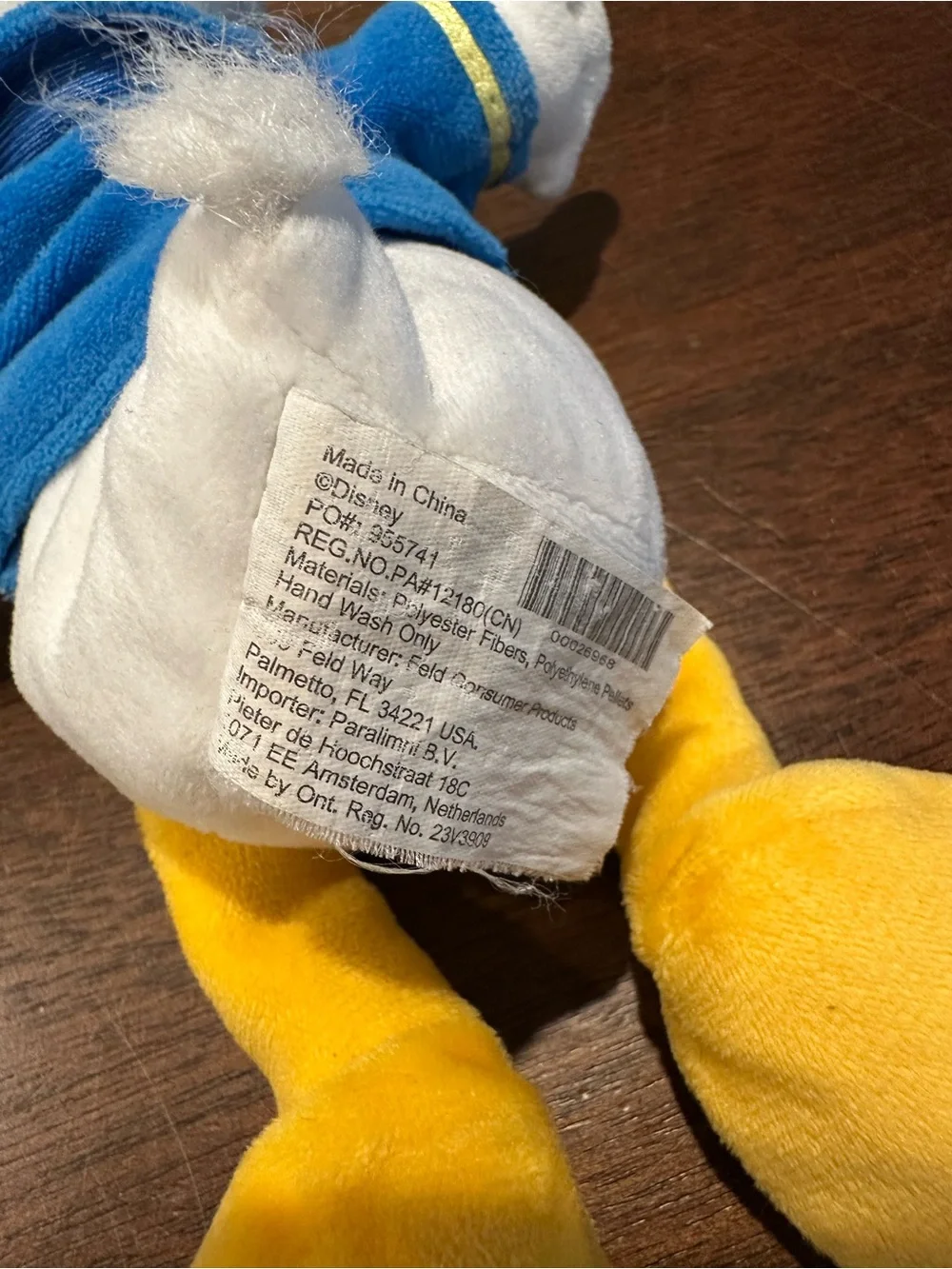Disney Donald Duck Plush Toy - Blue, Red, Yellow